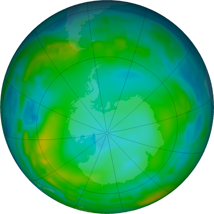 Antarctic ozone map for 13 June 2011
